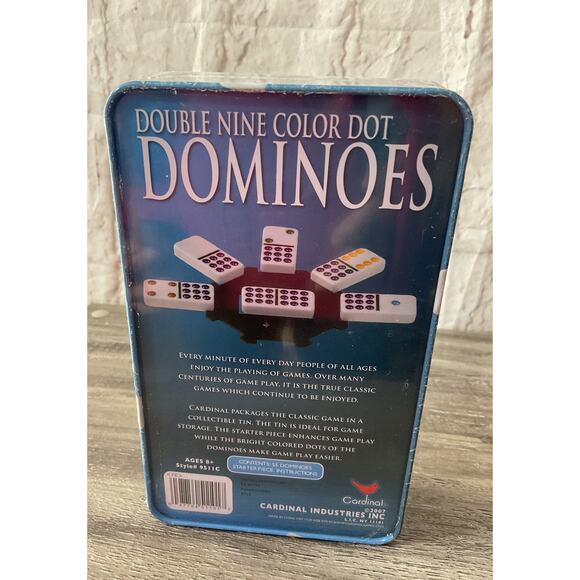 New 2007 Sealed New Tin Cardinal Dominoes Double Nine Color Dot - Picture 2 of 5